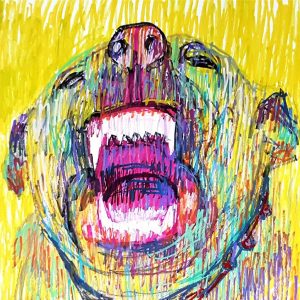 Yellow Beast – Original Acrylic Markers Painting