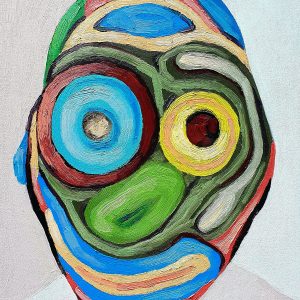 Abstract Persona – Original Surreal Face Mask Oil Painting