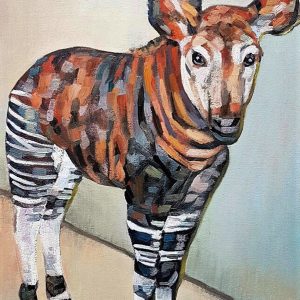 Okapi Wildlife Study – Original Oil Painting on Canvas