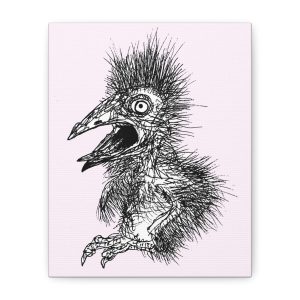 Surreal Goth Bird Art Canvas | Unique Expressionist Creature Sketch | Dark Academia Quirky Wall Art