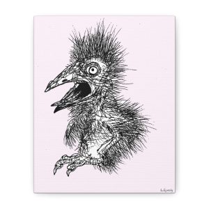 Surreal Goth Bird Art Canvas | Unique Expressionist Creature Sketch | Dark Academia Quirky Wall Art