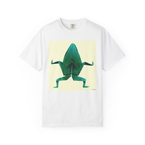 Origami Frog Painting T-shirt | Green Paper Frog Art