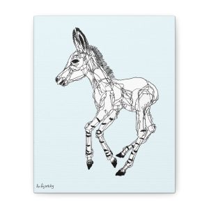 The Silent Burden | Unique Ink Sketch Donkey Portrait Canvas Print