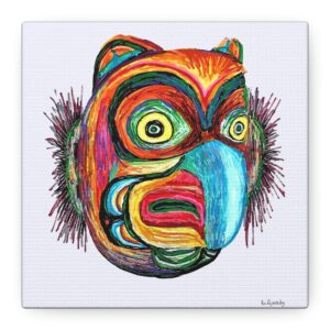 Colorful Mask Totem - Vibrant Acrylic Marker Expressionism Canvas Print