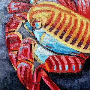 Flame Red Crab - Original Oil Painting on Canvas