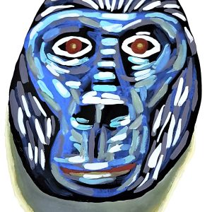 The Blue Gorilla | Original Surreal Blue & Black Ink Framed Painting