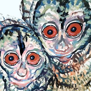 Gentle Lemurs - Original Watercolor Painting
